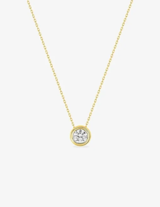Collier or jaune 375‰ et oxyde de zirconium 5 mm serti clos SO OR