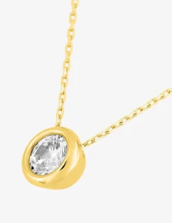 Collier or jaune 375‰ et oxyde de zirconium 5 mm serti clos SO OR