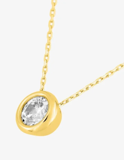 Collier or jaune 375‰ et oxyde de zirconium 5 mm serti clos SO OR
