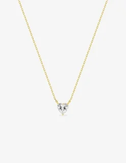 Collier or jaune 375‰ et oxyde de zirconium cœur SO OR