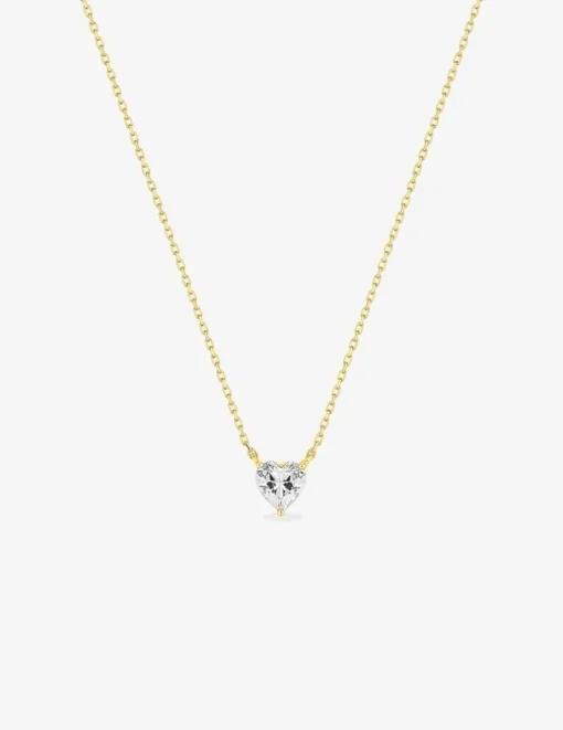 Collier or jaune 375‰ et oxyde de zirconium cœur SO OR