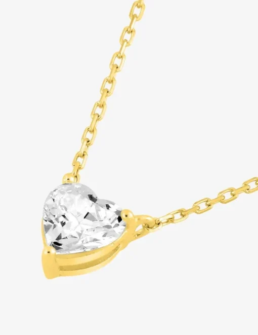 Collier or jaune 375‰ et oxyde de zirconium cœur SO OR
