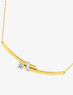 Collier or jaune 375‰ et rhodié avec oxyde de zirconium 4 griffes SO OR