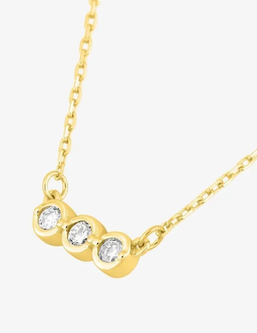 Collier or jaune 750‰ et trilogie oxydes de zirconium SO OR