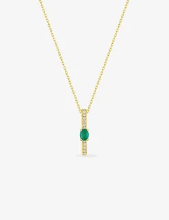 Collier or jaune 375‰, émeraude et oxyde de zirconium SO OR