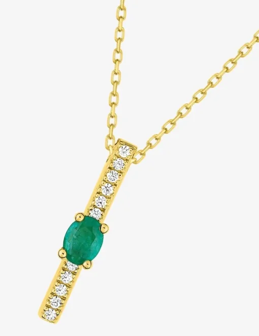 Collier or jaune 375‰, émeraude et oxyde de zirconium SO OR