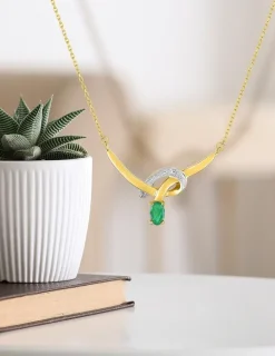 Collier or jaune 375‰, émeraude SO OR