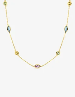 Collier or jaune 375‰, péridot, topaze, citrine et améthyste SO OR