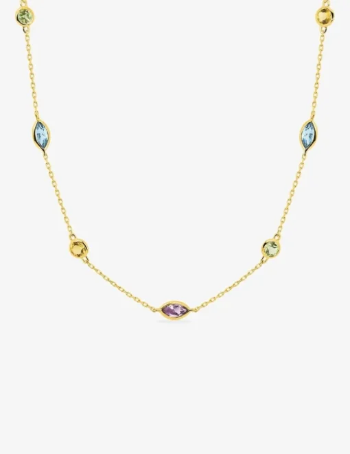 Collier or jaune 375‰, péridot, topaze, citrine et améthyste SO OR