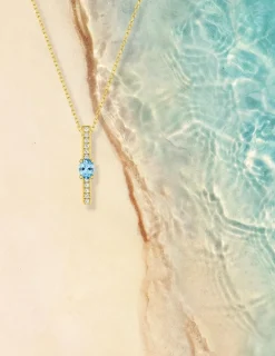 Collier or jaune 375‰, topaze, oxyde de zirconium SO OR