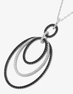 Collier ovales argent 925‰ rhodié et oxydes de zirconium bicolores SO OR