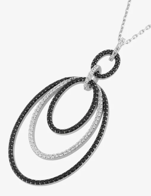 Collier ovales argent 925‰ rhodié et oxydes de zirconium bicolores SO OR