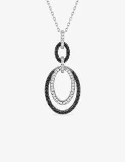 Collier ovales bicolores argent 925‰ rhodié et oxydes de zirconium SO OR