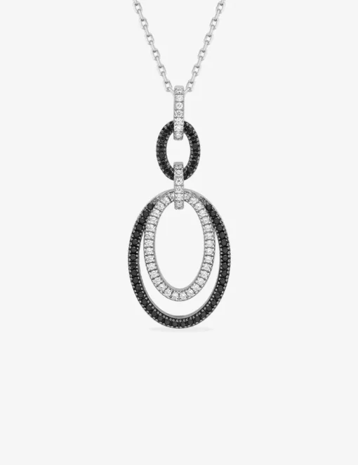 Collier ovales bicolores argent 925‰ rhodié et oxydes de zirconium SO OR