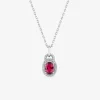 Collier oxyde de zirconium rouge accompagné argent 925‰ rhodié SO OR