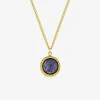 Collier pendentif acier doré motif et lapis-lazuli bleu SO OR