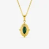 Collier pendentif acier doré, motif ovale et malachite synthétique SO OR