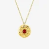 Collier pendentif acier doré et rubis synthétique SO OR