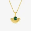 Collier pendentif acier doré malachite 45cm SO OR