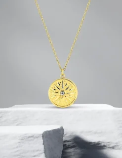 Collier pendentif acier doré et cristal blanc SO OR