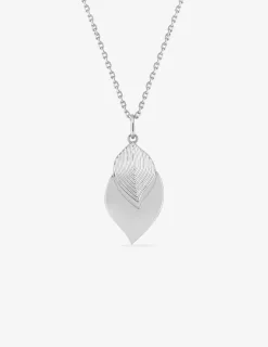 Collier pendentif argent 925 ‰ rhodié et motif feuille SO OR