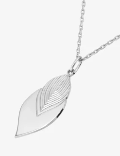 Collier pendentif argent 925 ‰ rhodié et motif feuille SO OR