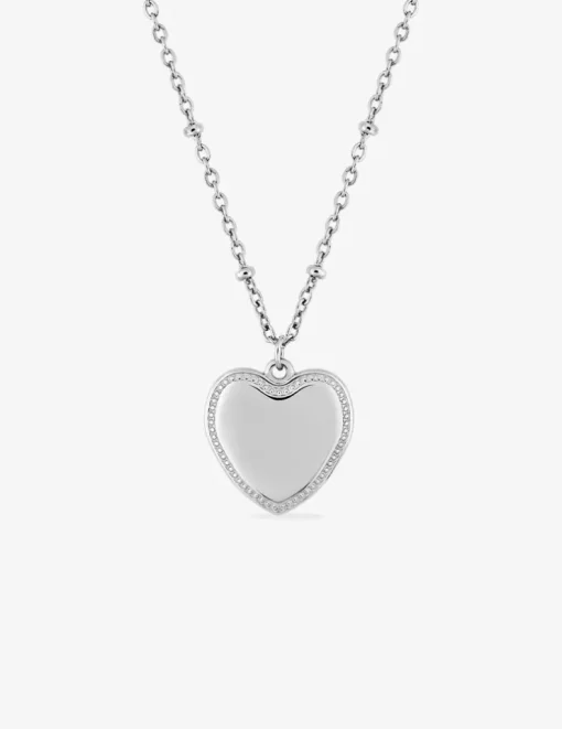 Collier pendentif cœur en acier gris SO OR