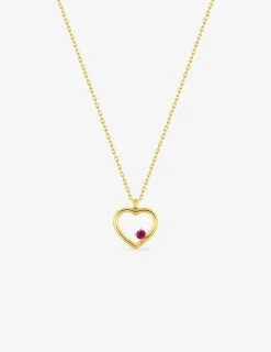 Collier pendentif cœur or jaune 375 ‰ et rubis SO OR