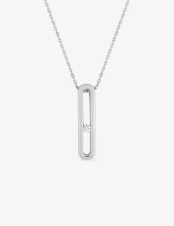 Collier pendentif maillon chaîne forçat argent 925 ‰ rhodié avec oxyde de zirconium SO OR