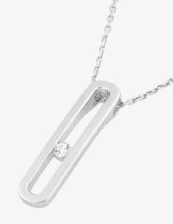 Collier pendentif maillon chaîne forçat argent 925 ‰ rhodié avec oxyde de zirconium SO OR