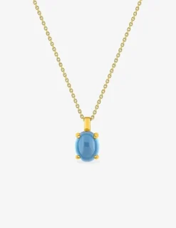 Collier pendentif or jaune 750 ‰ et topaze bleue traitée SO OR