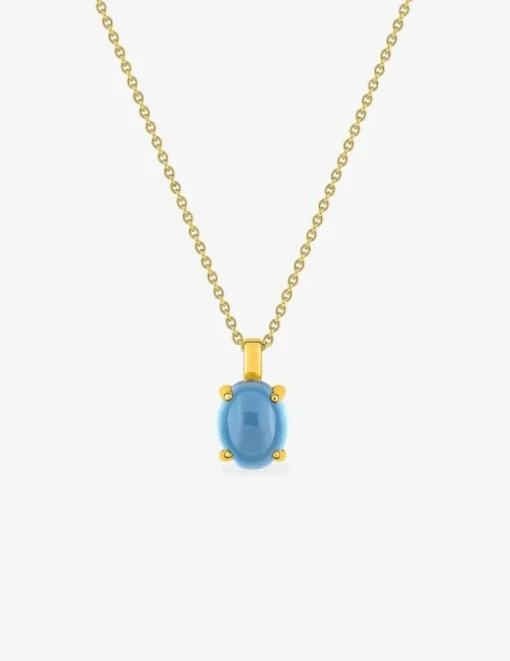 Collier pendentif or jaune 750 ‰ et topaze bleue traitée SO OR