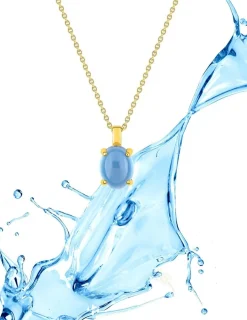 Collier pendentif or jaune 750 ‰ et topaze bleue traitée SO OR
