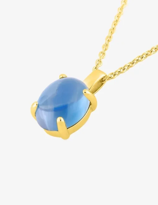 Collier pendentif or jaune 750 ‰ et topaze bleue traitée SO OR