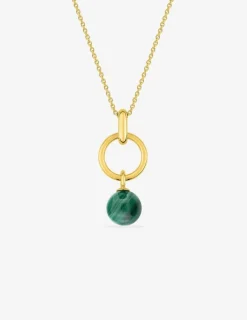 Collier pendentif or jaune 750 ‰ et malachite SO OR