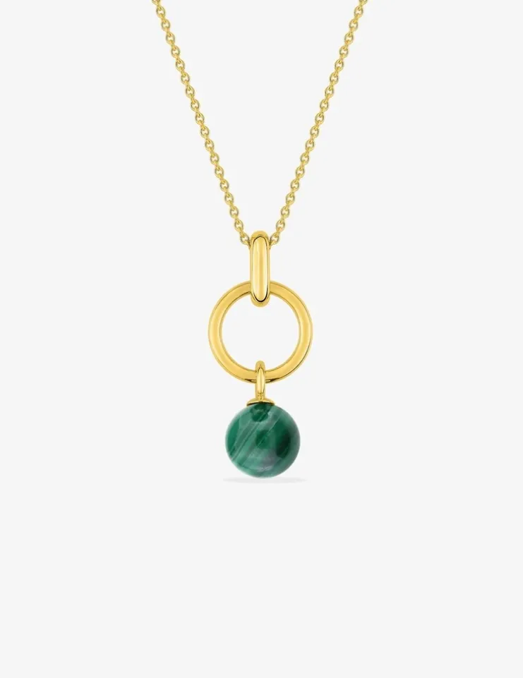 Collier pendentif or jaune 750 ‰ et malachite SO OR