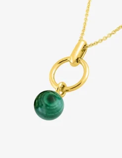 Collier pendentif or jaune 750 ‰ et malachite SO OR