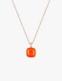 Collier pendentif or rose 750 ‰ et cornaline SO OR