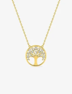 Collier plaqué or, arbre de vie et oxydes de zirconium SO OR