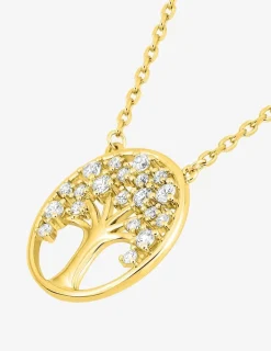 Collier plaqué or, arbre de vie et oxydes de zirconium SO OR