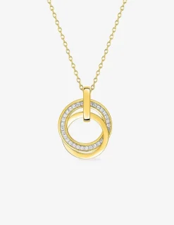 Collier plaqué or avec anneaux entrelacés et oxydes de zirconium SO OR