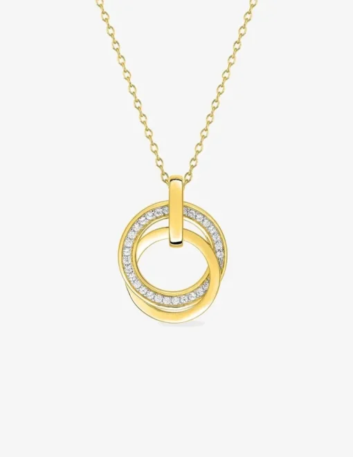 Collier plaqué or avec anneaux entrelacés et oxydes de zirconium SO OR