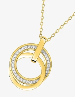 Collier plaqué or avec anneaux entrelacés et oxydes de zirconium SO OR