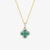 Collier plaqué or avec oxydes de zirconium verts et blancs SO OR
