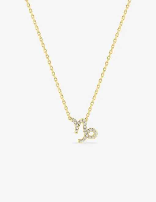 Collier plaqué or jaune, pendentif zodiaque capricorne avec oxydes de zirconium SO OR