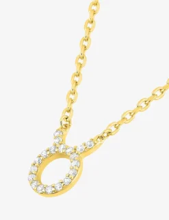 Collier plaqué or jaune, pendentif zodiaque taureau avec oxydes de zirconium SO OR