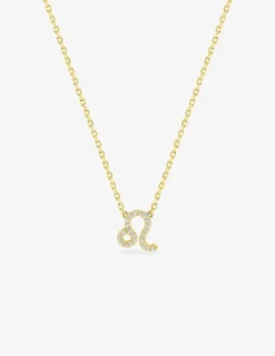 Collier plaqué or jaune, pendentif zodiaque lion avec oxydes de zirconium SO OR