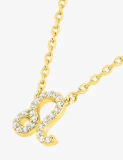 Collier plaqué or jaune, pendentif zodiaque lion avec oxydes de zirconium SO OR