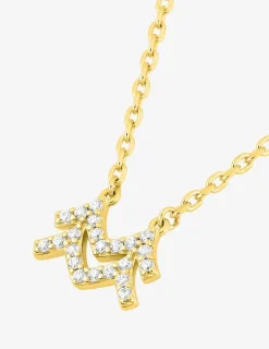Collier plaqué or jaune, pendentif zodiaque verseau avec oxydes de zirconium SO OR