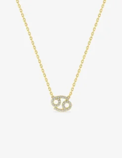 Collier plaqué or jaune, pendentif zodiaque cancer avec oxydes de zirconium SO OR